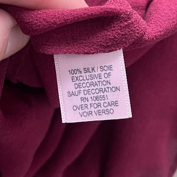 Calypso St. Barth “Zandy” Tunic Top 100% Silk Embroidered Burgundy Size Large - Picture 7 of 7